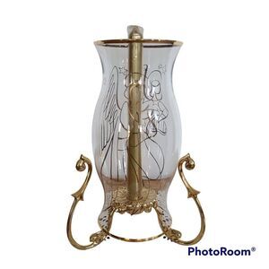 Partylite Versailles Stand Candle Holder With Golden Angel Hurricane Shade P7078